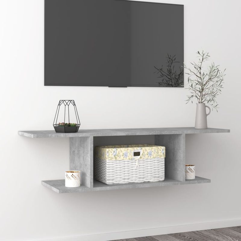 Casa si Gradina - Mobilier - Comode si corpuri - Comode - Dulap TV montaj pe perete, gri beton, 103x30x26,5 cm - Infinity.ro