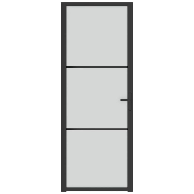 Casa si Gradina - Constructii - Usi interior, exterior si garaj - Usi garaj - Usa de interior, 76x201,5 cm, sticla neagra mată și aluminiu, model 2 bare orizontale - Infinity.ro