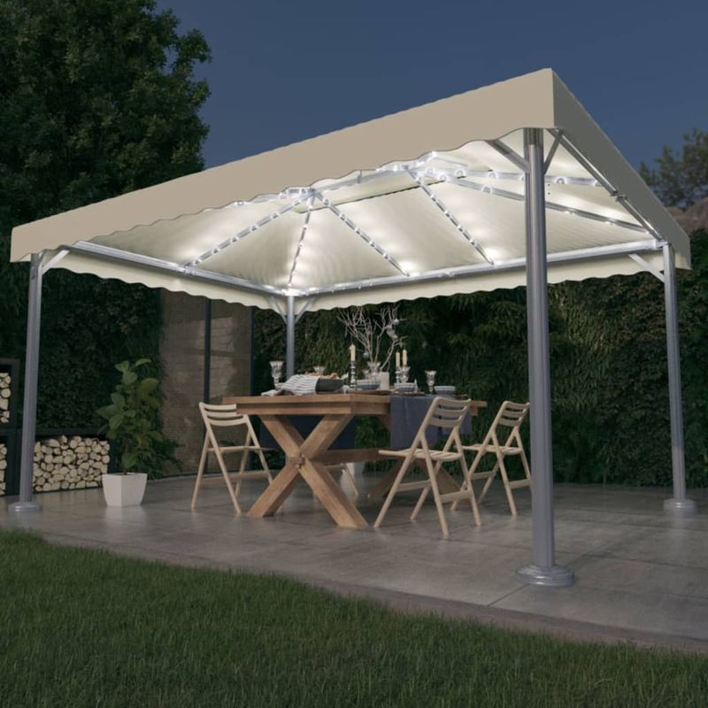 Casa si Gradina - Gradina si terasa - Umbrele si pavilioane - Pavilioane - Pavilion cu siruri lumini LED, crem, 400x300 cm, aluminiu - Infinity.ro