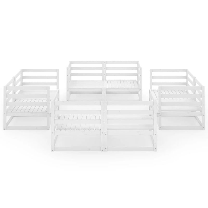 Casa si Gradina - Gradina si terasa - Mobilier exterior - Seturi mobila gradina - Set mobilier de gradina, 8 piese, alb, lemn masiv de pin - Infinity.ro