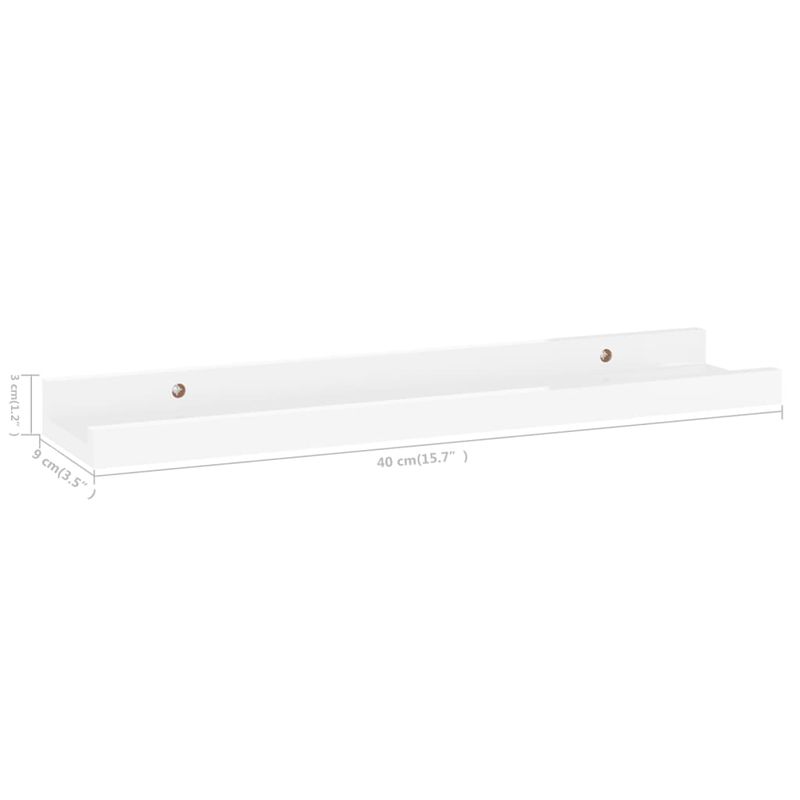 Casa si Gradina - Mobilier - Biblioteci si rafturi - Rafturi - Rafturi de perete, 2 buc., alb extralucios, 40x9x3 cm - Infinity.ro