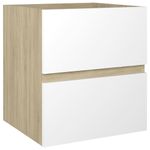 Casa si Gradina - Mobilier - Mobilier baie - Comode baie - Dulap cu chiuveta incorporata, alb/stejar sonoma lemn prelucrat, mărime 41x38.5x45 cm, model fără robinet și scurgere - Infinity.ro