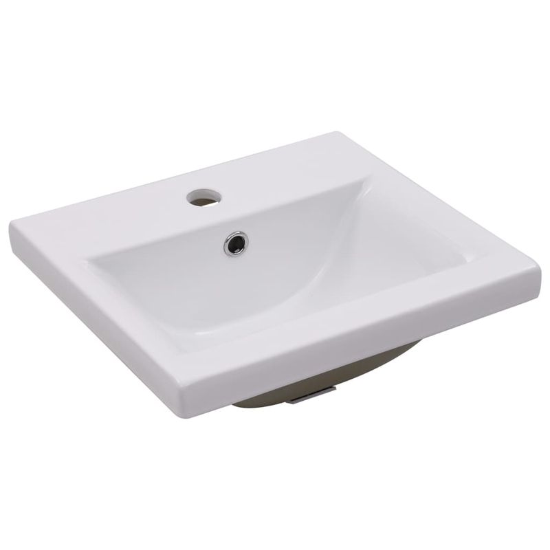 Casa si Gradina - Mobilier - Mobilier baie - Comode baie - Dulap cu chiuveta incorporata, alb/stejar sonoma lemn prelucrat, mărime 41x38.5x45 cm, model fără robinet și scurgere - Infinity.ro
