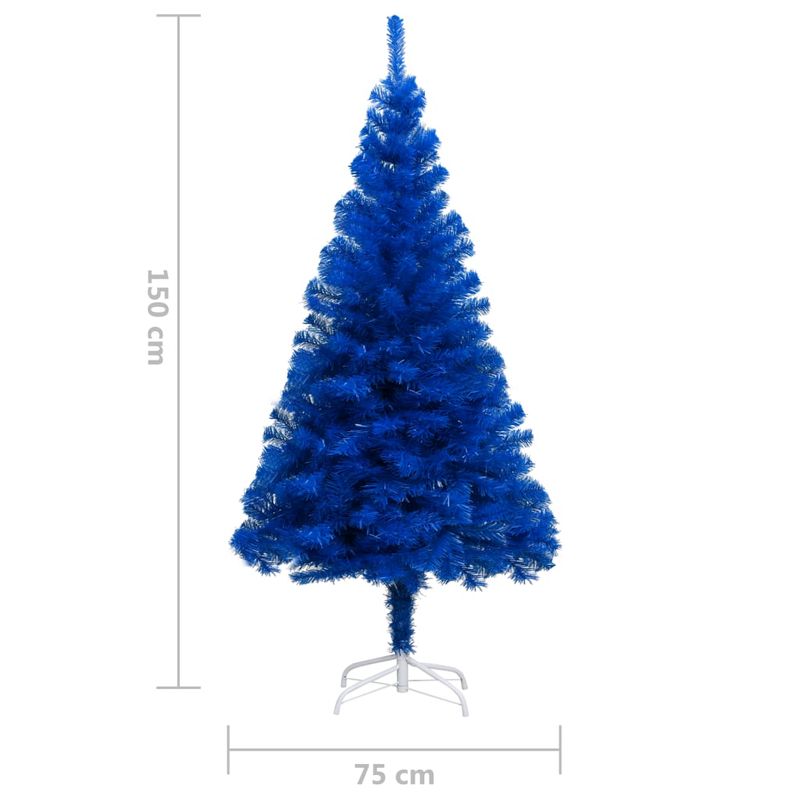 Casa si Gradina - Decoratiuni - Decoratiuni de sezon - Brad Crăciun pre-iluminat cu set globuri, albastru, 150 cm, PVC, model cu LED-uri și globuri aurii/bronz - Infinity.ro