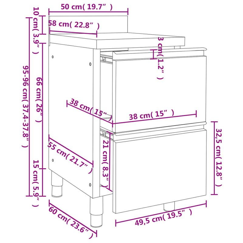 Casa si Gradina - Mobilier - Comode si corpuri - Corpuri bucatarie - Dulap de bucatarie comercial cu 2 sertare, otel inoxidabil - Infinity.ro
