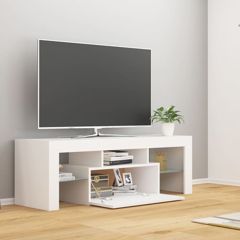 Casa si Gradina - Mobilier - Comode si corpuri - Comode - Comoda TV cu lumini LED, alb, 120x35x40 cm - Infinity.ro