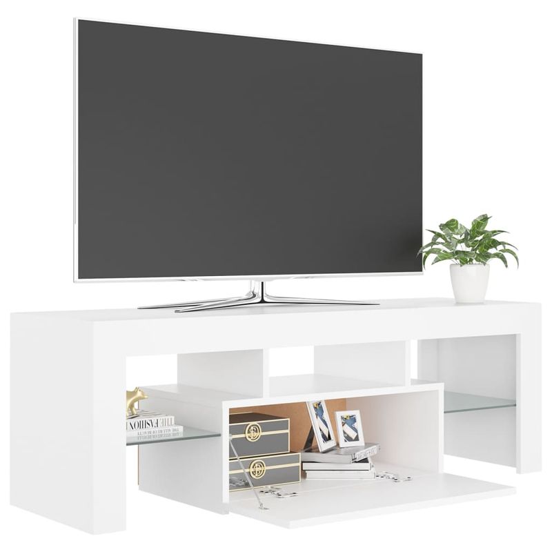 Casa si Gradina - Mobilier - Comode si corpuri - Comode - Comoda TV cu lumini LED, alb, 120x35x40 cm - Infinity.ro