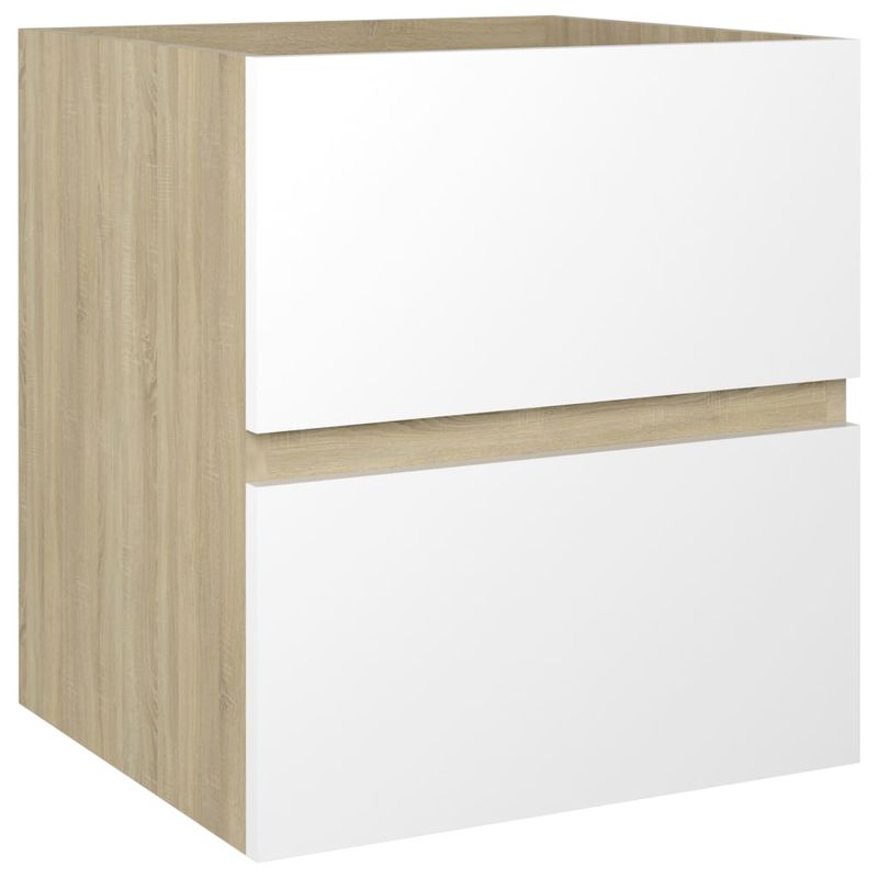 Casa si Gradina - Mobilier - Mobilier baie - Comode baie - Dulap cu chiuveta incorporata, alb/stejar sonoma lemn prelucrat, mărime 41x38.5x45 cm, model fără robinet și scurgere - Infinity.ro