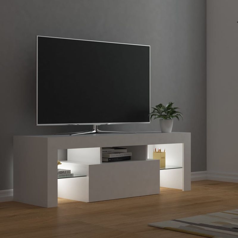 Casa si Gradina - Mobilier - Comode si corpuri - Comode - Comoda TV cu lumini LED, alb, 120x35x40 cm - Infinity.ro