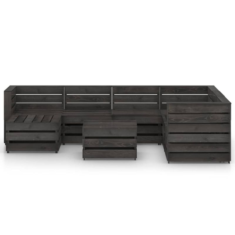 Casa si Gradina - Gradina si terasa - Mobilier exterior - Seturi mobila gradina - Set mobilier de gradina, 8 piese, gri, lemn de pin tratat - Infinity.ro