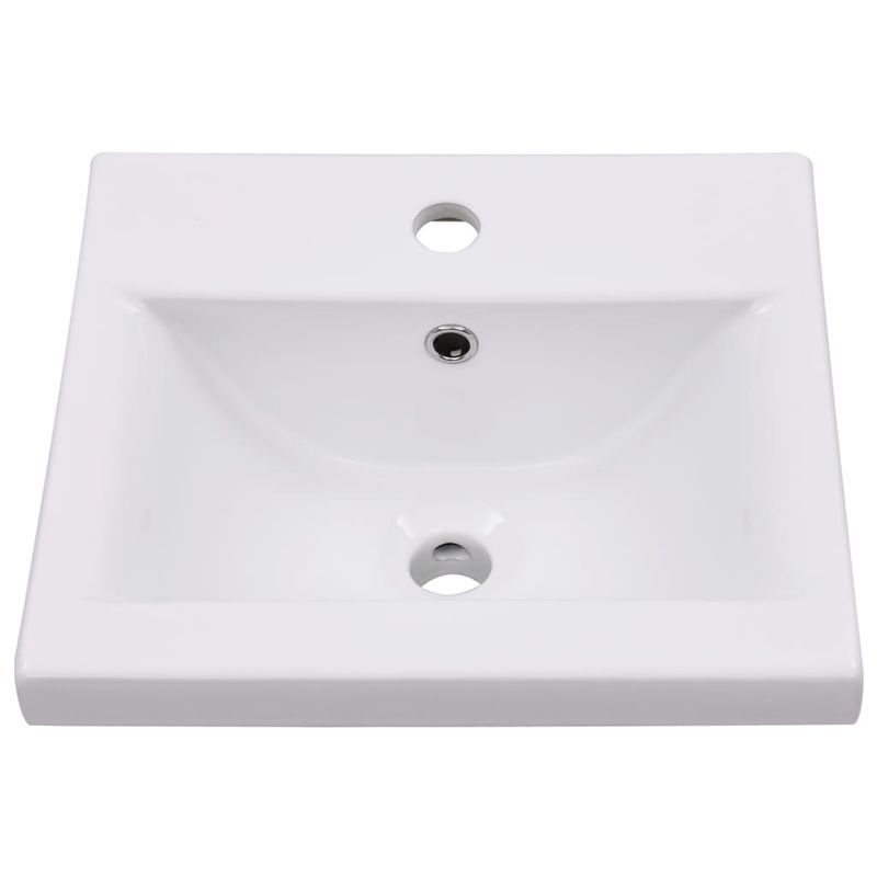 Casa si Gradina - Mobilier - Mobilier baie - Comode baie - Dulap cu chiuveta incorporata, alb/stejar sonoma lemn prelucrat, mărime 41x38.5x45 cm, model fără robinet și scurgere - Infinity.ro