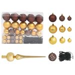 Casa si Gradina - Decoratiuni - Decoratiuni de sezon - Brad Crăciun pre-iluminat cu set globuri, albastru, 150 cm, PVC, model cu LED-uri și globuri aurii/bronz - Infinity.ro