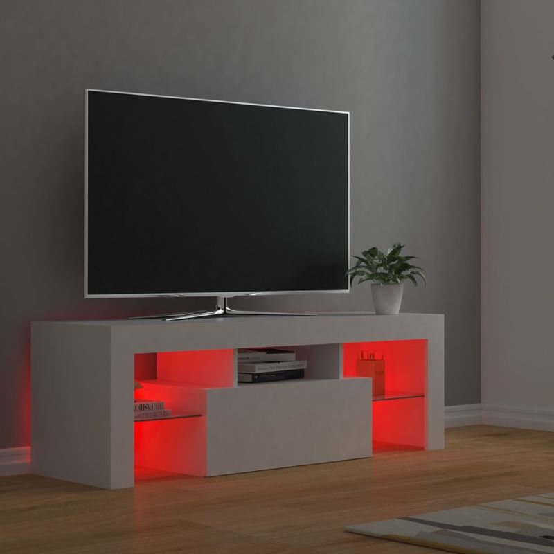 Casa si Gradina - Mobilier - Comode si corpuri - Comode - Comoda TV cu lumini LED, alb, 120x35x40 cm - Infinity.ro