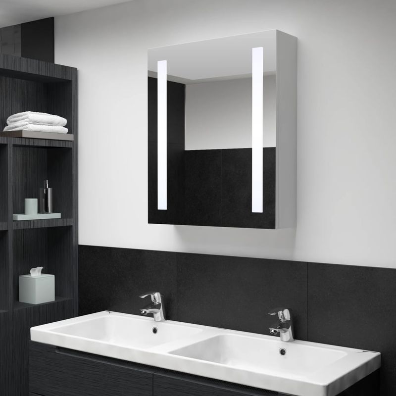 Casa si Gradina - Mobilier - Comode si corpuri - Masute de toaleta - Dulap de baie cu oglinda si LED-uri, 50 x 13 x 70 cm - Infinity.ro