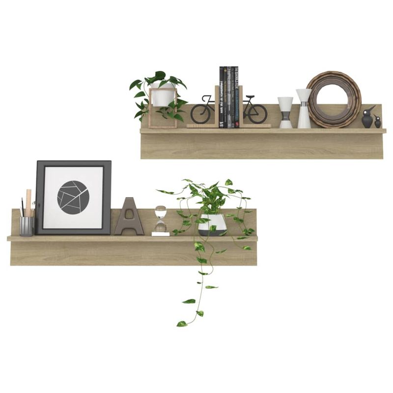 Casa si Gradina - Mobilier - Biblioteci si rafturi - Rafturi - Rafturi de perete, 2 buc., stejar sonoma, 80x11,5x18 cm, PAL - Infinity.ro