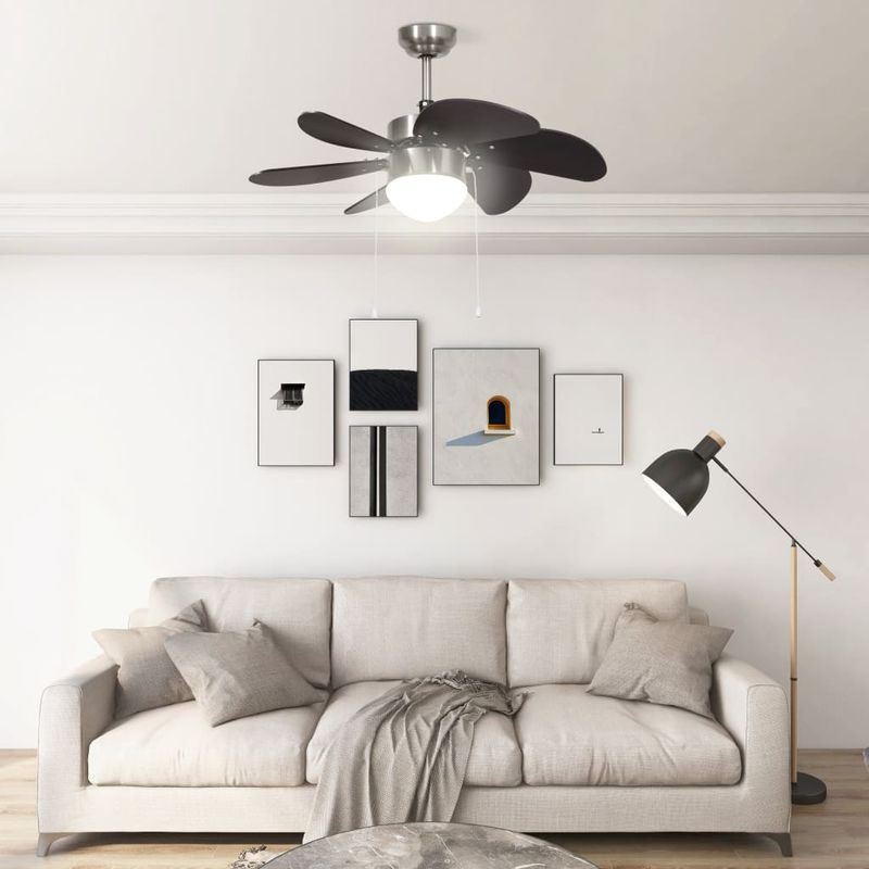 Casa si Gradina - Termice - Climatizare si ventilatie - Ventilator de tavan cu iluminare, maro inchis, 76 cm - Infinity.ro