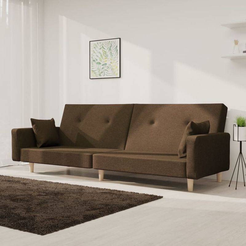 Casa si Gradina - Mobilier - Canapele si coltare - Canapele - Canapea extensibila cu 2 locuri, 2 perne, maro, textil - Infinity.ro