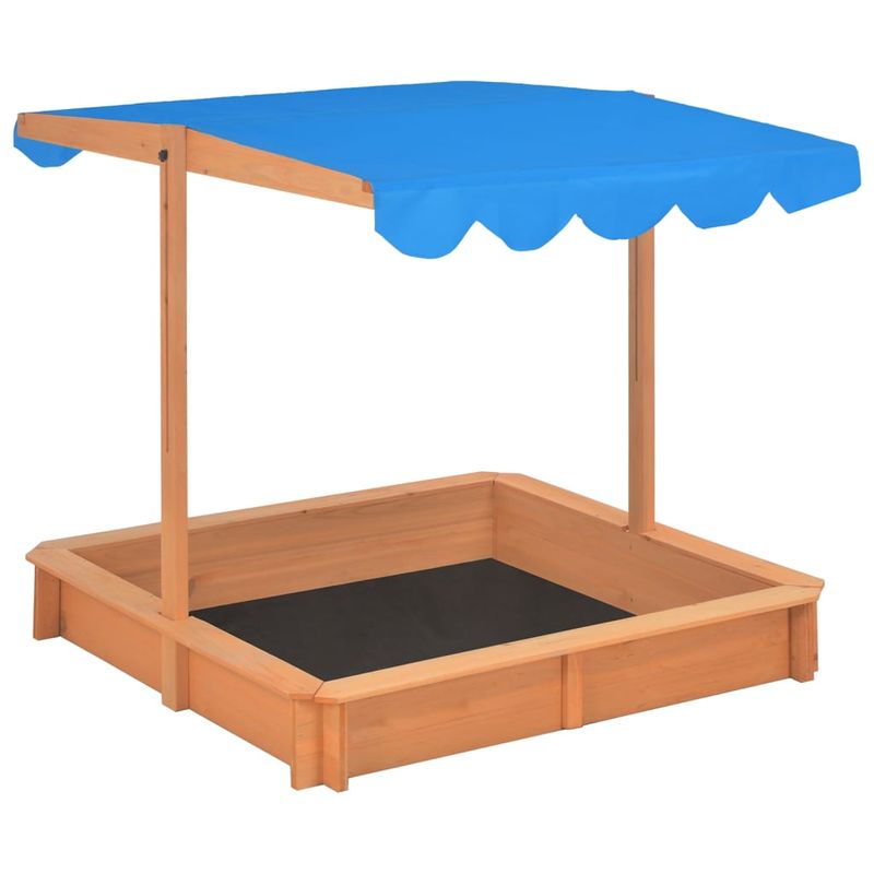 Jucarii, Copii si Bebe - Jucarii si jocuri - Jucarii de exterior - Casute si corturi copii - Cutie de nisip cu acoperis ajustabil, 115x115x115 cm, lemn brad - Infinity.ro