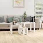 Casa si Gradina - Mobilier - Mese si birouri - Mese living - Mese suprapuse, 3 buc., alb extralucios, lemn compozit - Infinity.ro