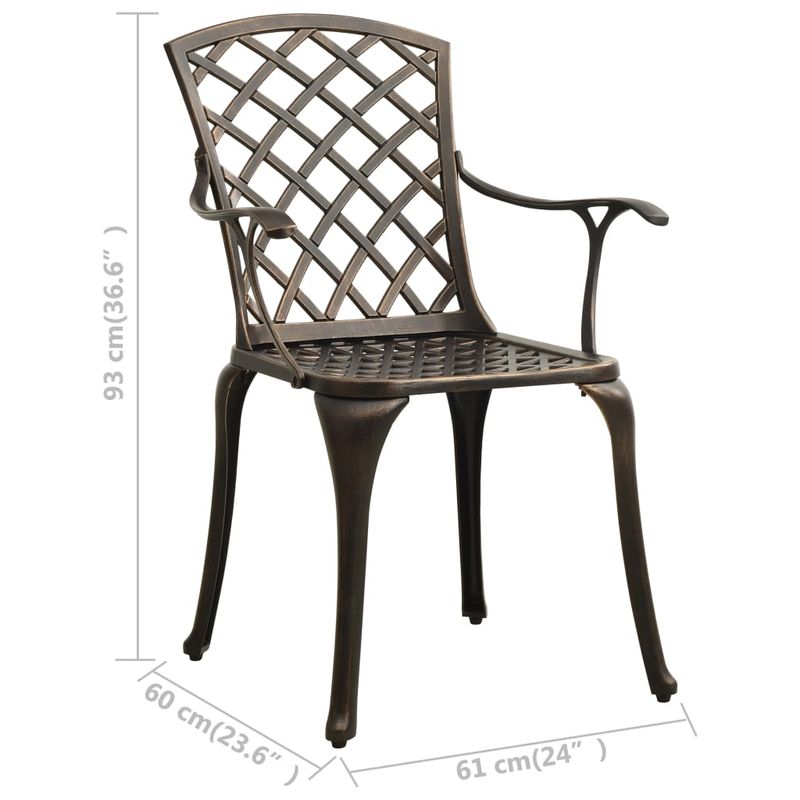 Casa si Gradina - Gradina si terasa - Mobilier exterior - Seturi mobila gradina - Set mobilier bistro, 3 piese, bronz, aluminiu turnat - Infinity.ro
