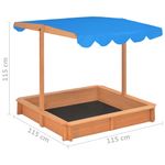 Jucarii, Copii si Bebe - Jucarii si jocuri - Jucarii de exterior - Casute si corturi copii - Cutie de nisip cu acoperis ajustabil, 115x115x115 cm, lemn brad - Infinity.ro
