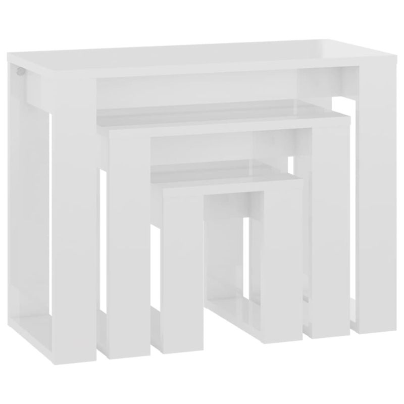 Casa si Gradina - Mobilier - Mese si birouri - Mese living - Mese suprapuse, 3 buc., alb extralucios, lemn compozit - Infinity.ro