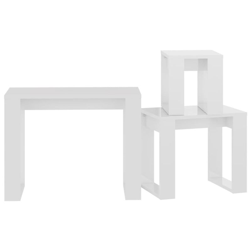 Casa si Gradina - Mobilier - Mese si birouri - Mese living - Mese suprapuse, 3 buc., alb extralucios, lemn compozit - Infinity.ro