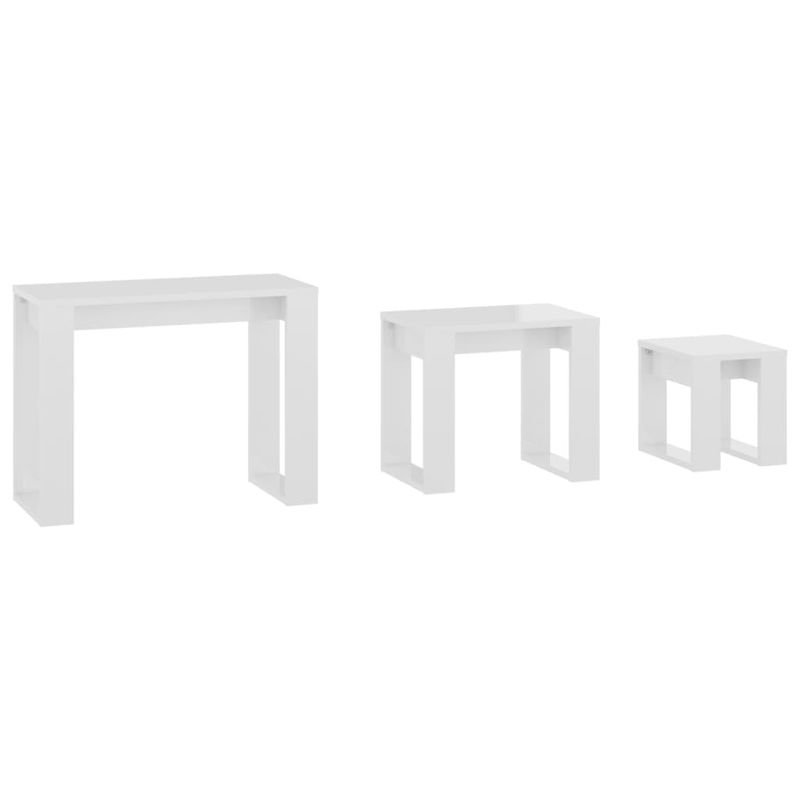 Casa si Gradina - Mobilier - Mese si birouri - Mese living - Mese suprapuse, 3 buc., alb extralucios, lemn compozit - Infinity.ro