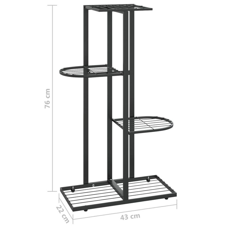 Casa si Gradina - Gradinarit si plante - Plante si ghivece - Ghivece si suporturi - Suport pentru flori cu 4 nivele, negru, 43x22x76 cm, metal - Infinity.ro