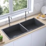 Casa si Gradina - Sanitare - Chiuveta bucatarie si accesorii - Chiuvete bucatarie - Chiuveta de bucatarie lucrata manual, negru, otel inoxidabil, mărime 100x44x20 cm (două chiuvete) - Infinity.ro