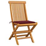 Casa si Gradina - Gradina si terasa - Mobilier exterior - Scaune si sezlonguri gradina - Scaune gradina cu perne , 4 buc., rosu vin, lemn masiv de tec - Infinity.ro