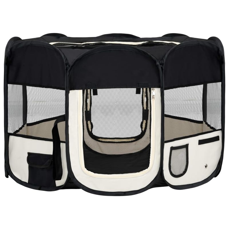 Petshop - Accesorii petshop - Culcusuri si custi - Tarcuri si colivii - Tarc de caini pliabil cu sac de transport, negru, 110x110x58 cm - Infinity.ro