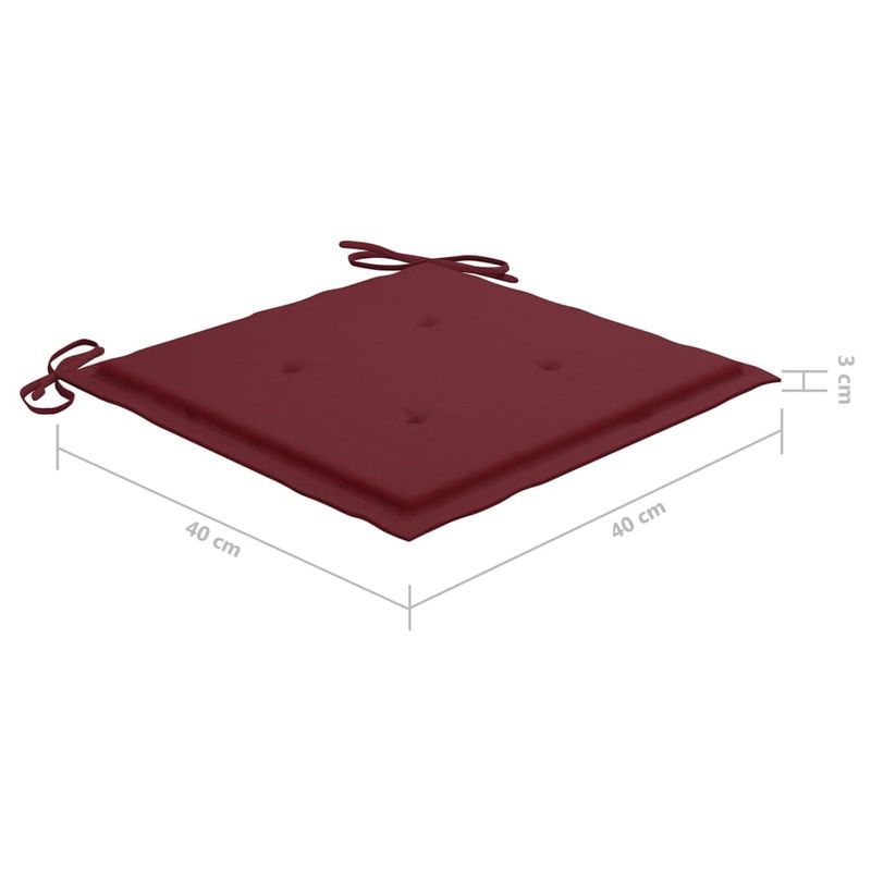Casa si Gradina - Gradina si terasa - Mobilier exterior - Scaune si sezlonguri gradina - Scaune gradina cu perne , 4 buc., rosu vin, lemn masiv de tec - Infinity.ro