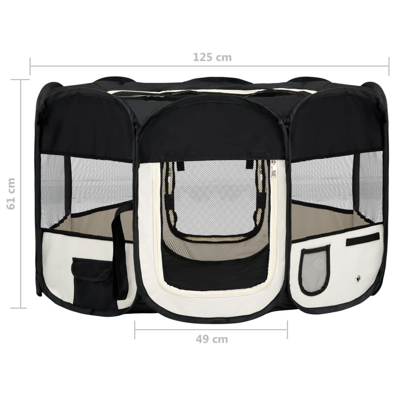 Petshop - Accesorii petshop - Culcusuri si custi - Tarcuri si colivii - Tarc de caini pliabil cu sac de transport, negru, 125x125x61 cm - Infinity.ro