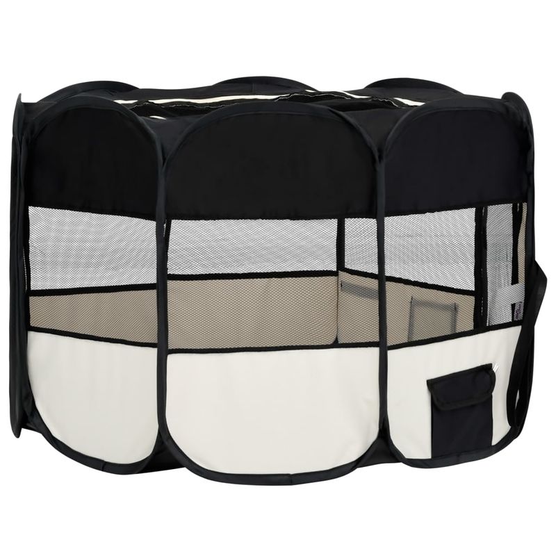 Petshop - Accesorii petshop - Culcusuri si custi - Tarcuri si colivii - Tarc de caini pliabil cu sac de transport, negru, 110x110x58 cm - Infinity.ro