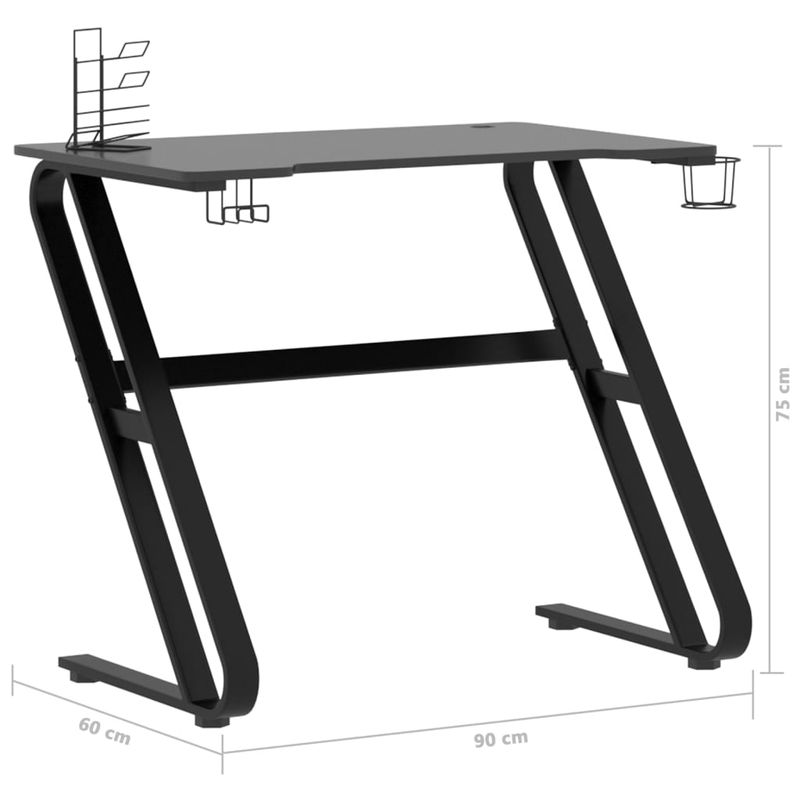 Casa si Gradina - Mobilier - Mese si birouri - Birouri - Birou de gaming cu picioare in forma de ZZ, negru, 90x60x75 cm - Infinity.ro