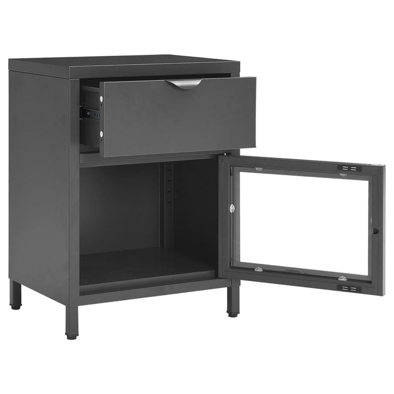 Casa si Gradina - Mobilier - Comode si corpuri - Noptiere - Noptiera, antracit, 40x30x54,5 cm, otel si sticla - Infinity.ro