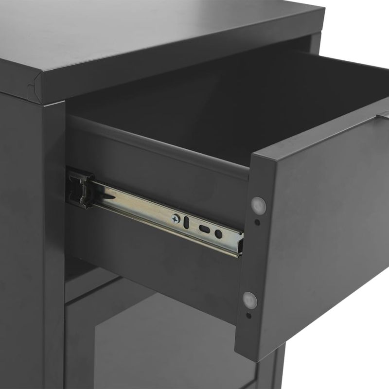 Casa si Gradina - Mobilier - Comode si corpuri - Noptiere - Noptiera, antracit, 40x30x54,5 cm, otel si sticla - Infinity.ro