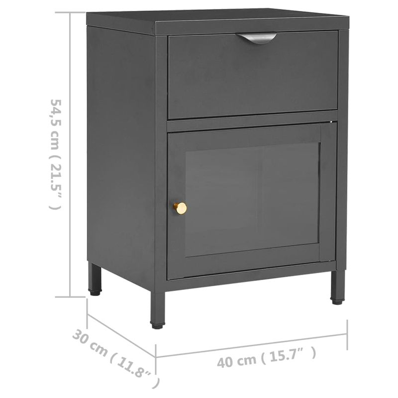 Casa si Gradina - Mobilier - Comode si corpuri - Noptiere - Noptiera, antracit, 40x30x54,5 cm, otel si sticla - Infinity.ro