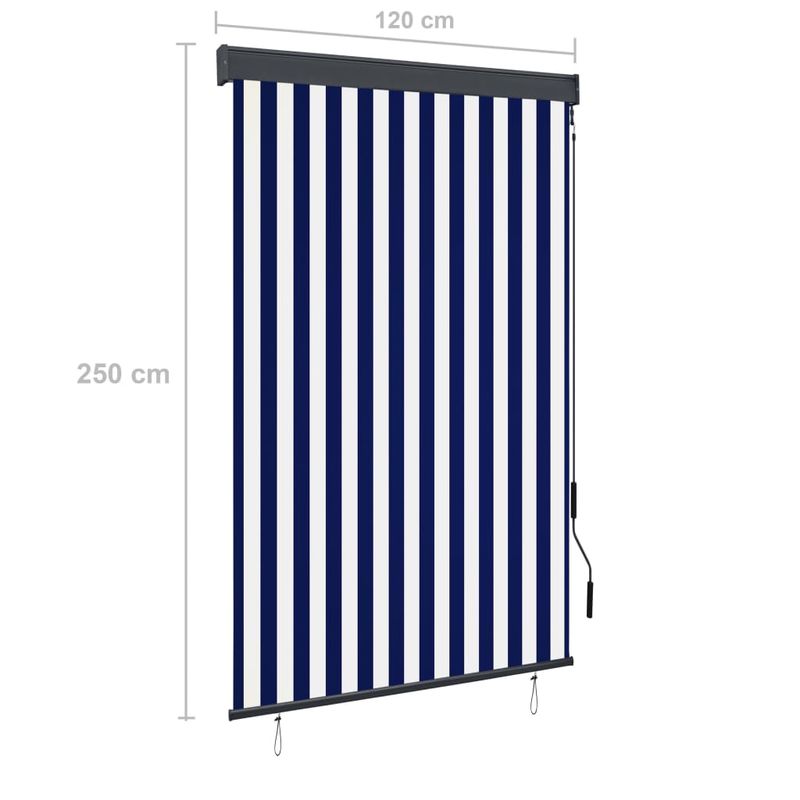 Casa si Gradina - Textile si covoare - Rulouri si jaluzele - Jaluzea tip rulou de exterior, albastru si alb, 120 x 250 cm - Infinity.ro