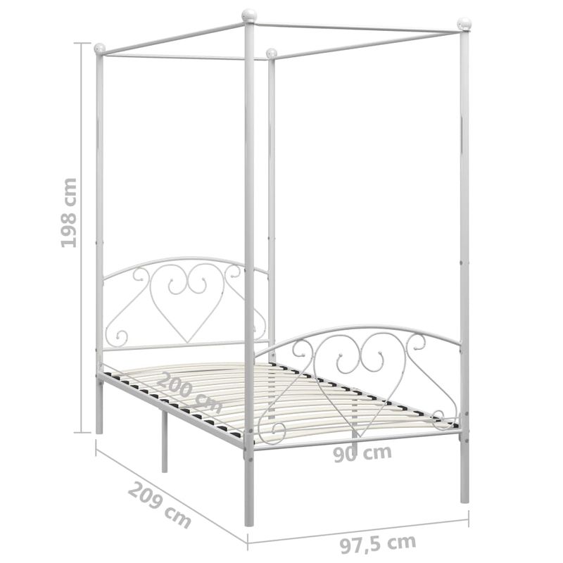 Casa si Gradina - Mobilier - Paturi si accesorii - Paturi - Cadru de pat cu baldachin, alb, 90 x 200 cm, metal - Infinity.ro