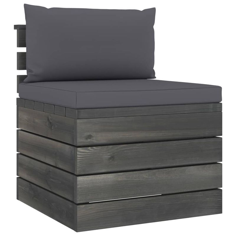 Casa si Gradina - Gradina si terasa - Mobilier exterior - Seturi mobila gradina - Set mobilier gradina din paleti, 2 piese, cu perne, lemn de pin, pernă șezut antracit - Infinity.ro