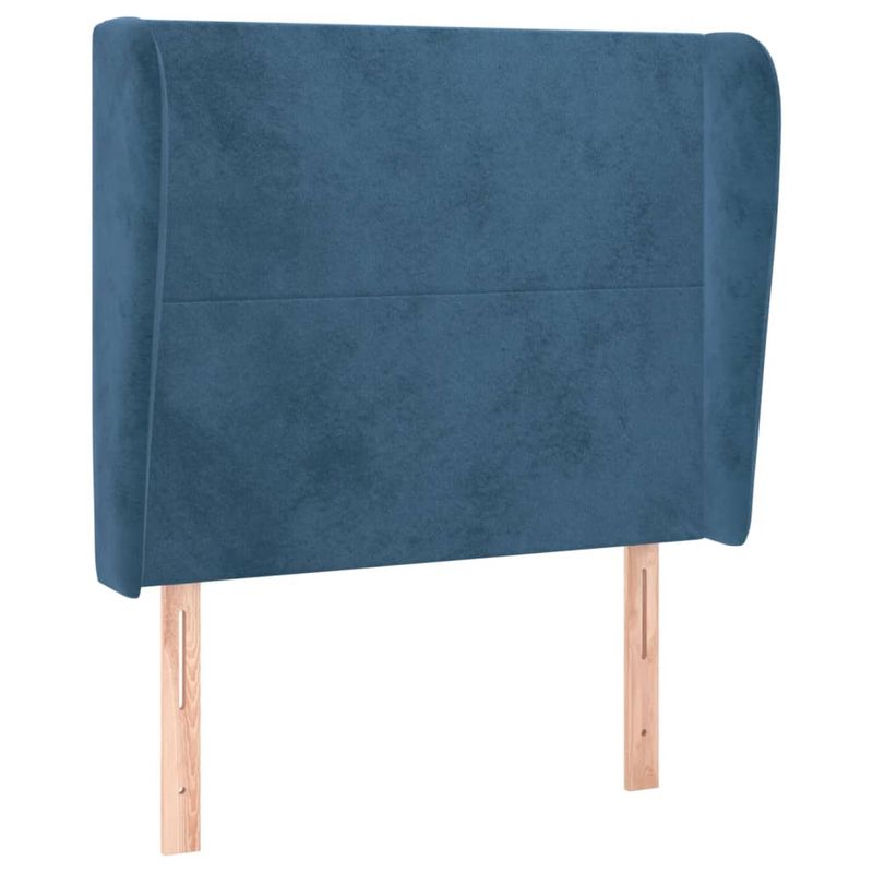 Casa si Gradina - Mobilier - Paturi si accesorii - Accesorii paturi - Tablie de pat cu aripioare albastru inchis 93x23x118/128cm catifea - Infinity.ro