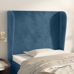 Casa si Gradina - Mobilier - Paturi si accesorii - Accesorii paturi - Tablie de pat cu aripioare albastru inchis 93x23x118/128cm catifea - Infinity.ro