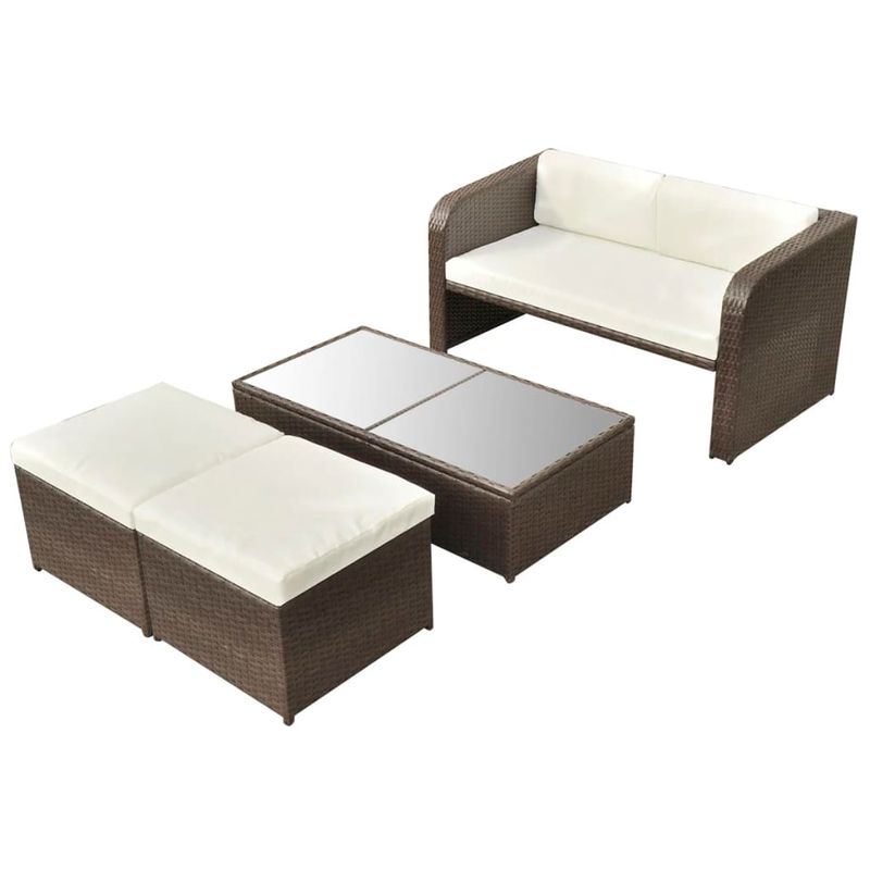 Casa si Gradina - Gradina si terasa - Mobilier exterior - Seturi mobila gradina - Set mobilier de gradina cu perne, 4 piese, maro, poliratan - Infinity.ro