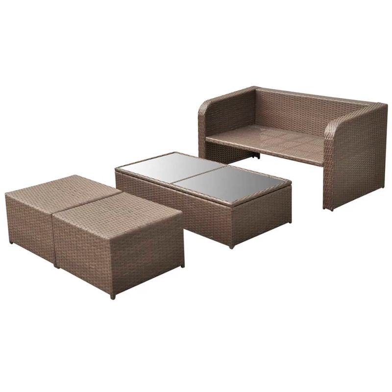 Casa si Gradina - Gradina si terasa - Mobilier exterior - Seturi mobila gradina - Set mobilier de gradina cu perne, 4 piese, maro, poliratan - Infinity.ro