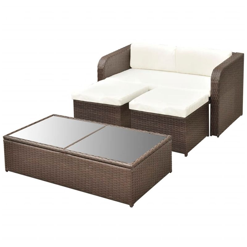Casa si Gradina - Gradina si terasa - Mobilier exterior - Seturi mobila gradina - Set mobilier de gradina cu perne, 4 piese, maro, poliratan - Infinity.ro