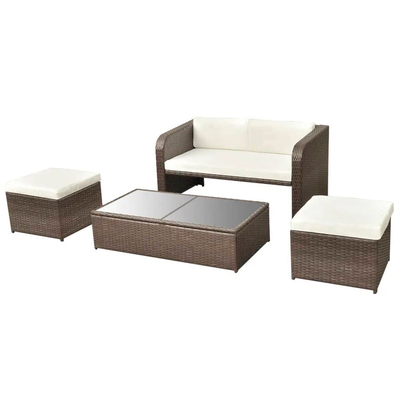 Casa si Gradina - Gradina si terasa - Mobilier exterior - Seturi mobila gradina - Set mobilier de gradina cu perne, 4 piese, maro, poliratan - Infinity.ro