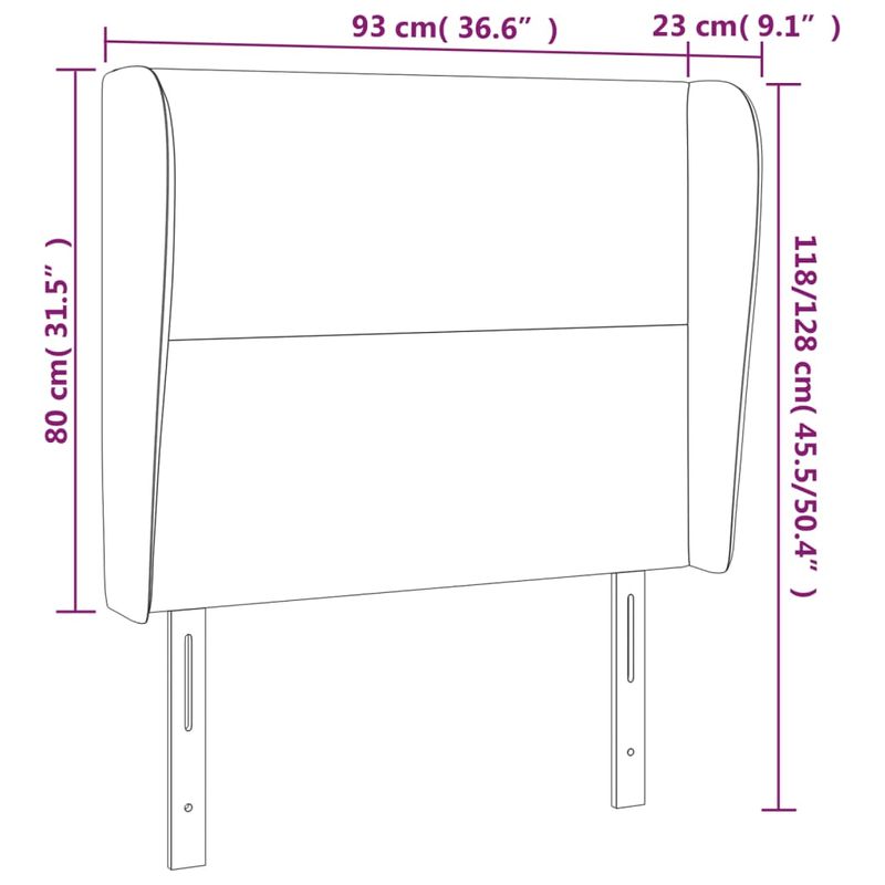 Casa si Gradina - Mobilier - Paturi si accesorii - Accesorii paturi - Tablie de pat cu aripioare albastru inchis 93x23x118/128cm catifea - Infinity.ro