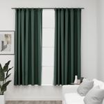 Casa si Gradina - Textile si covoare - Perdele si draperii - Perdele - Perdele opace aspect panza, cu carlige, 2 buc., verde, 140x175 cm - Infinity.ro